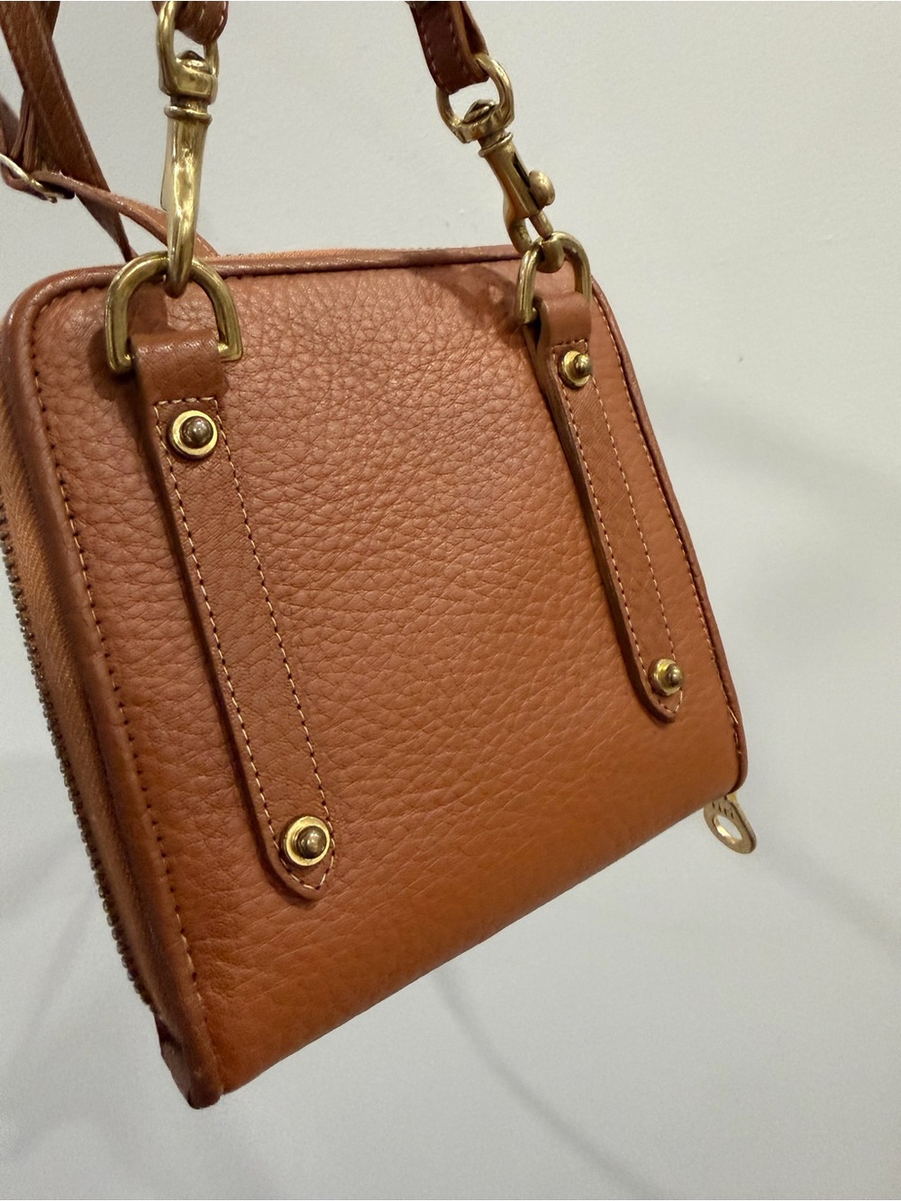 Dooney & Bourke Cognac Pebbled Leather Crossbody Wallet/Bag - Picture 5 of 9